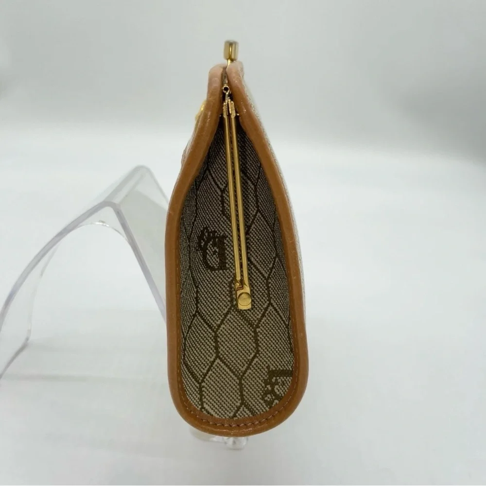 Christian Dior Honeycomb Beige PVC Mini Purse Coin Case